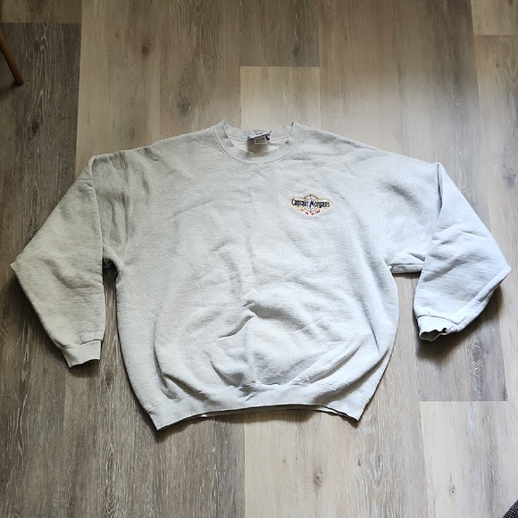 VNTG 90s Lee Ultraweight Captain Morgans Crew Neck Pullover Sweatshirt Grey Sz L - Picture 1 of 16